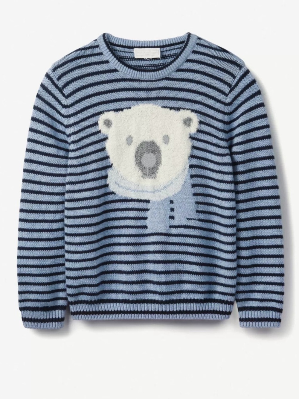 The Little White Co Striped Polar Bear Knit Sweater - 5-6Y